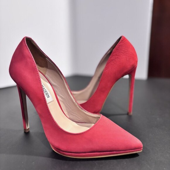 Steve Madden Lovey Red Suede Stiletto Pumps - Picture 1 of 16